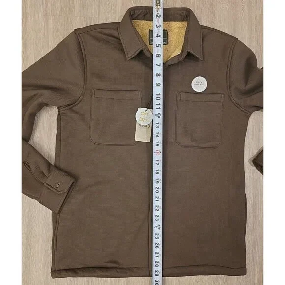 Nomad Sherpa Lined Shacket Men’s S Brown Button Front Shirt Jacket - Picture 13 of 14